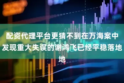 配资代理平台更猜不到在万海案中发现重大失误的谢鸿飞已经平稳落地