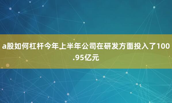 a股如何杠杆今年上半年公司在研发方面投入了100.95亿元